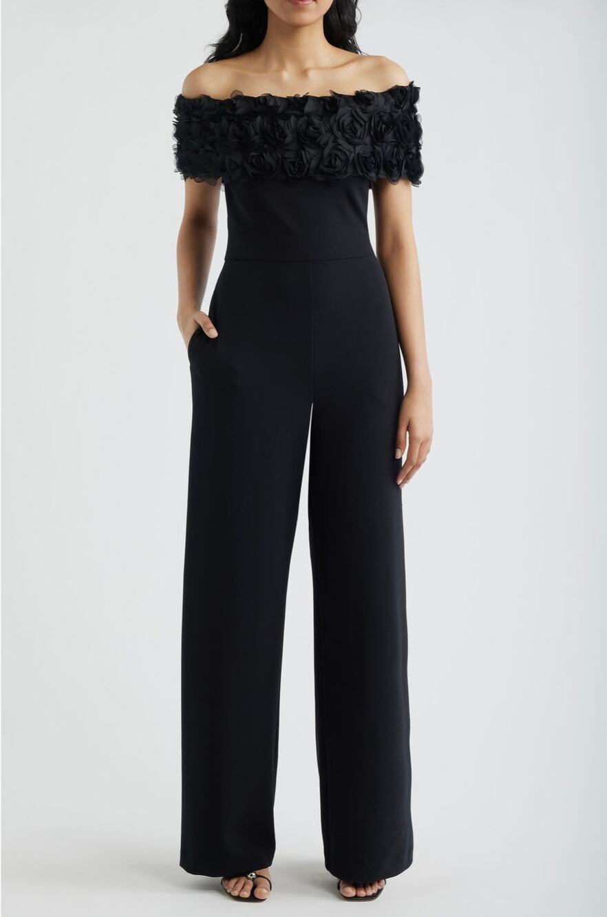 Stunning Eliza J Rosette Off-Shoulder Wide Leg Jumpsuit - size 14- NWT